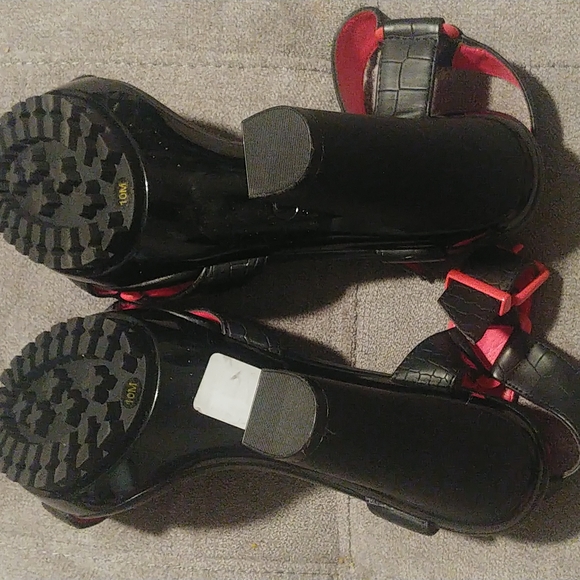 Funky Black and Fushia 5" platform sturdy leather sexy shoes. New 💕 - Picture 6 of 9